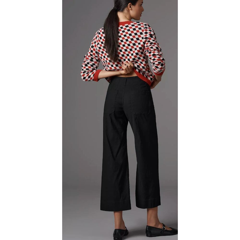 New Anthropologie The Colette Crop Wide Leg Pant Black 29P - Picture 2 of 5